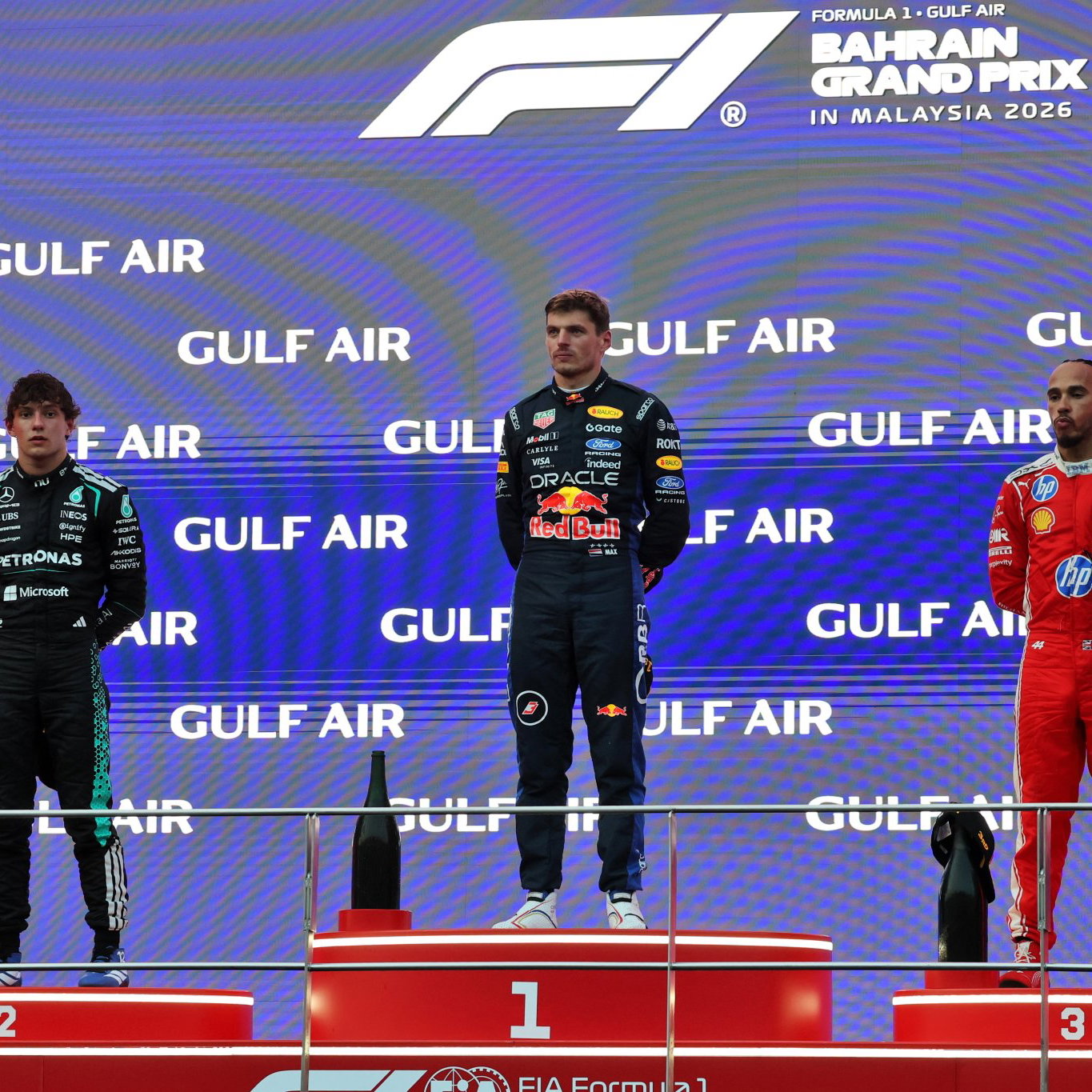 The podium at the 2026 Bahrain Grand Prix in Malaysia