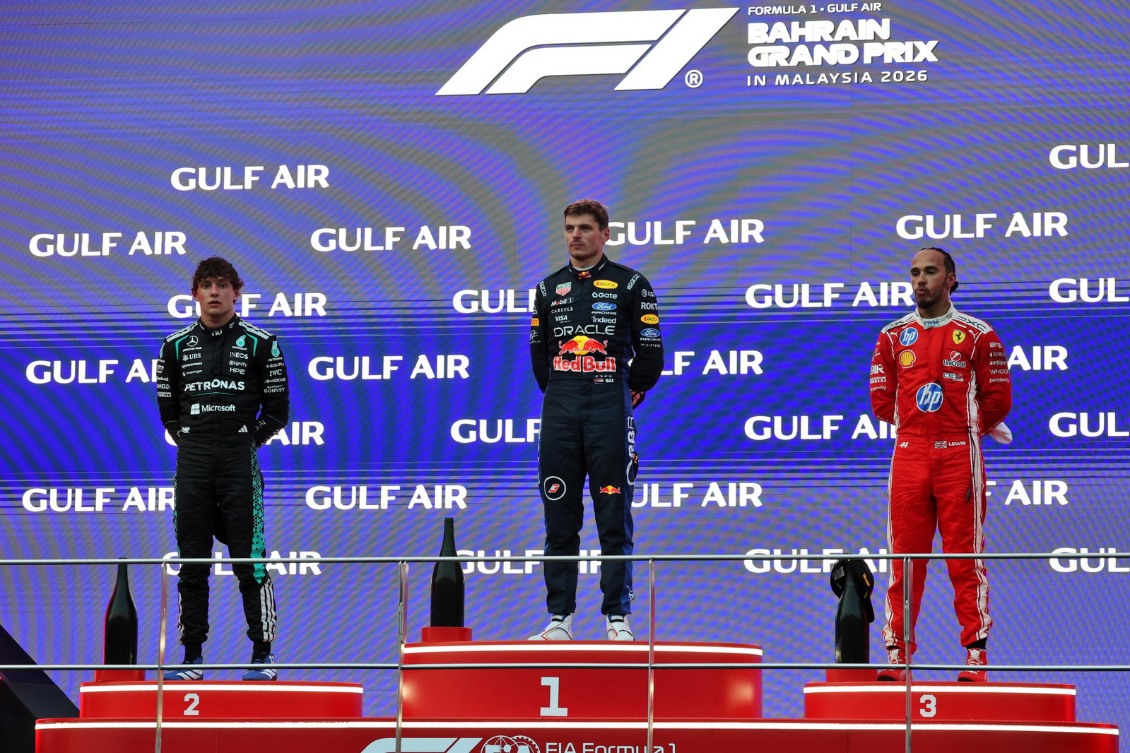 The podium at the 2026 Bahrain Grand Prix in Malaysia