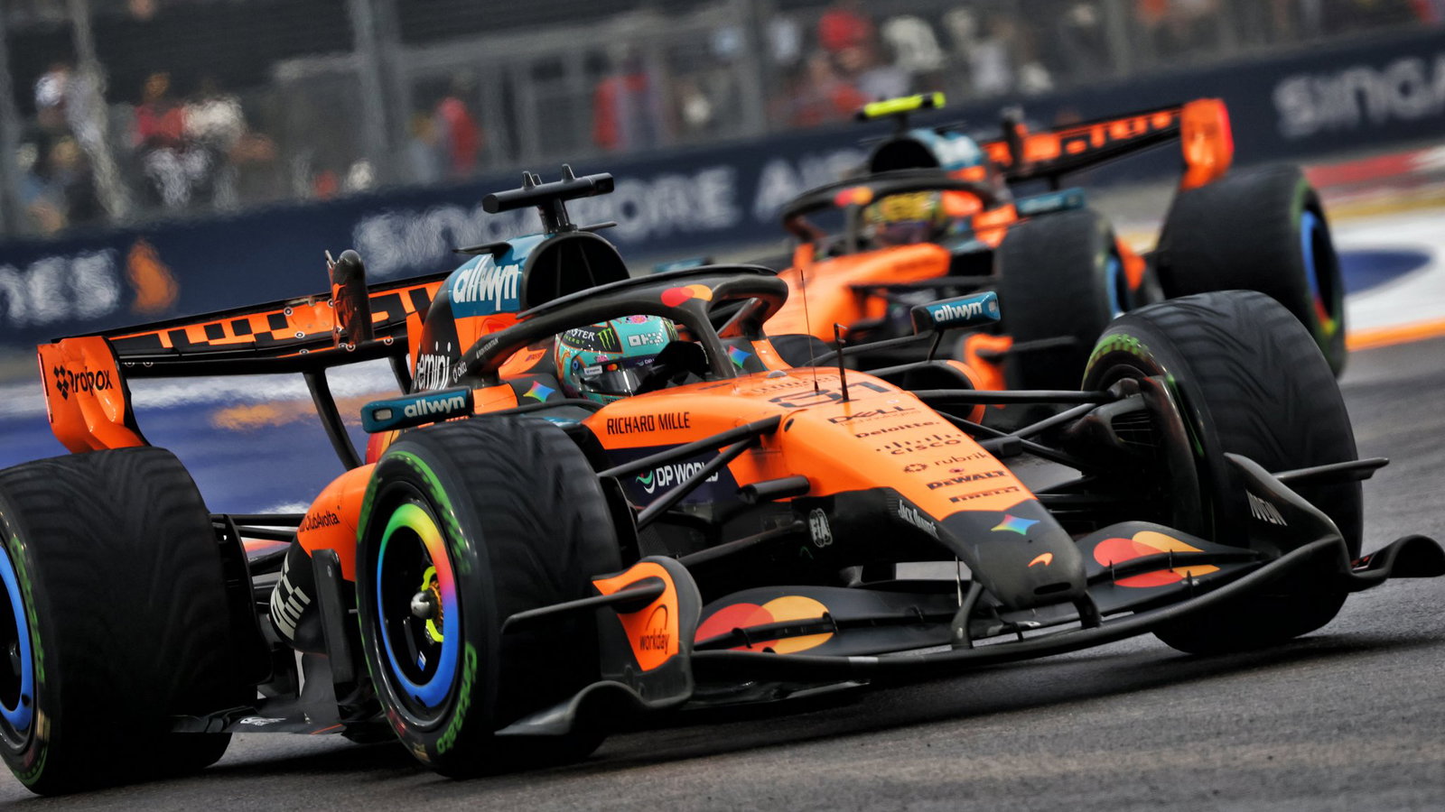 The two McLarens collided on the last lap of the sprint race