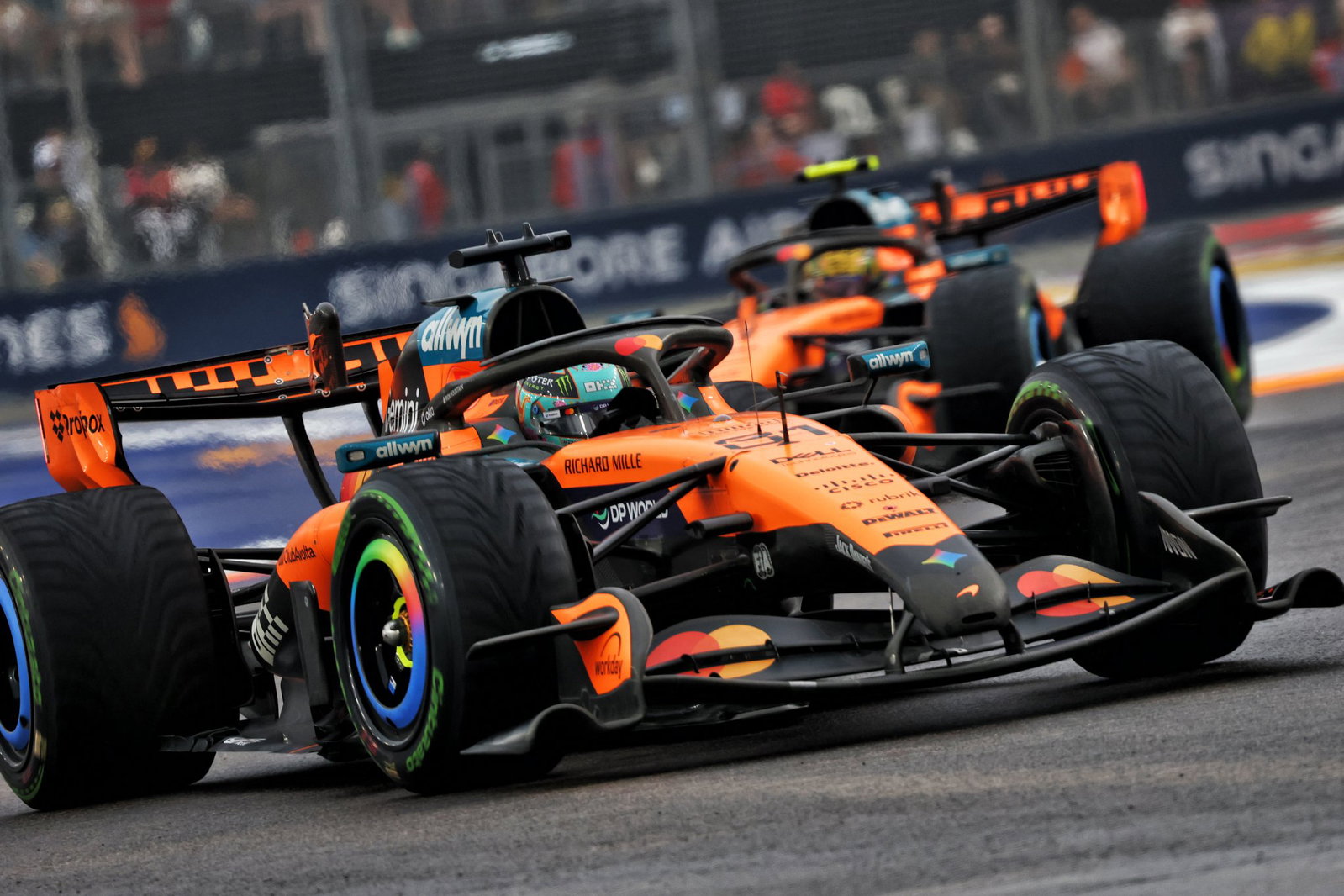 The two McLarens collided on the last lap of the sprint race