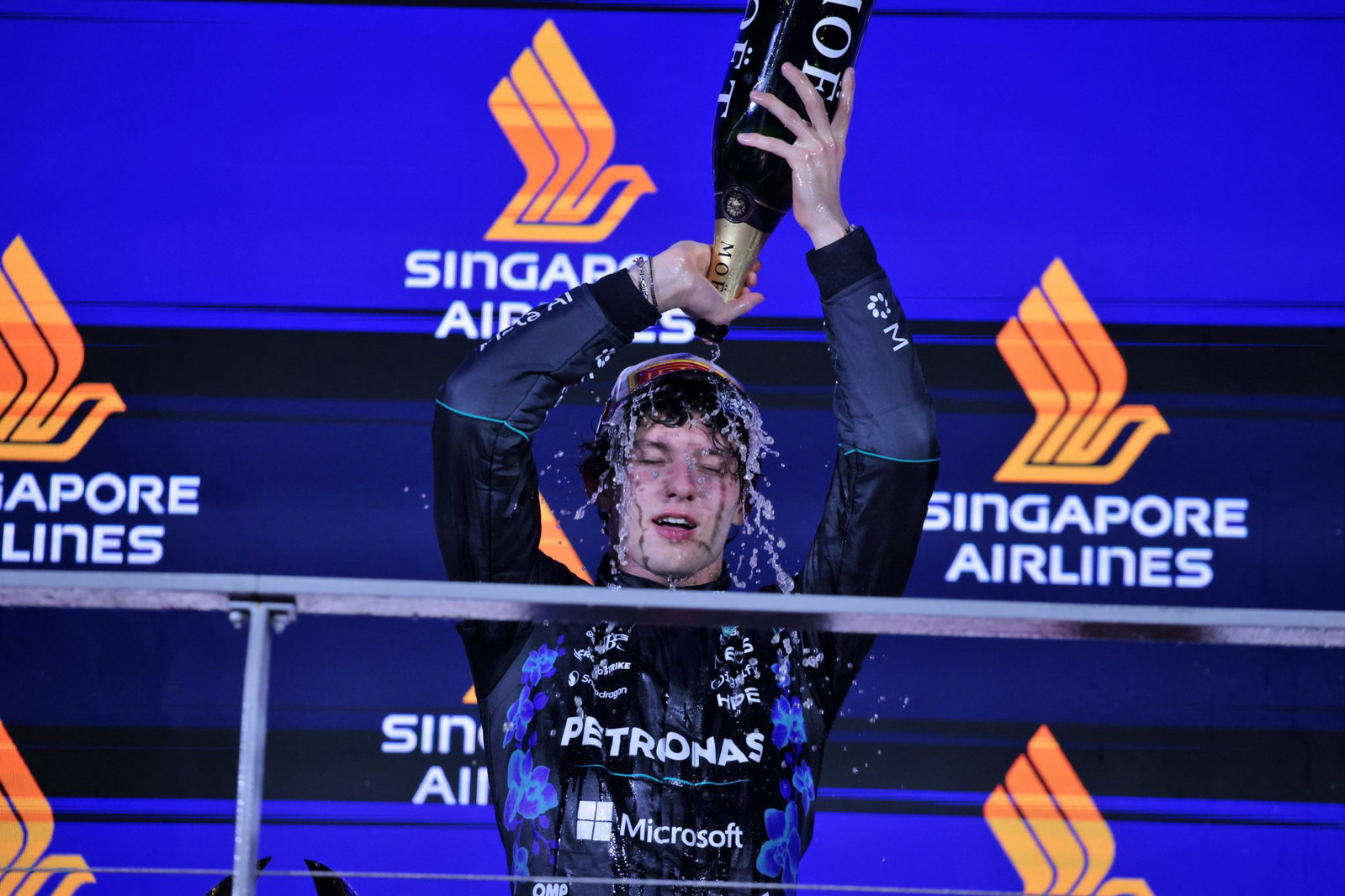 Antonelli regularly pours champagne down himself 