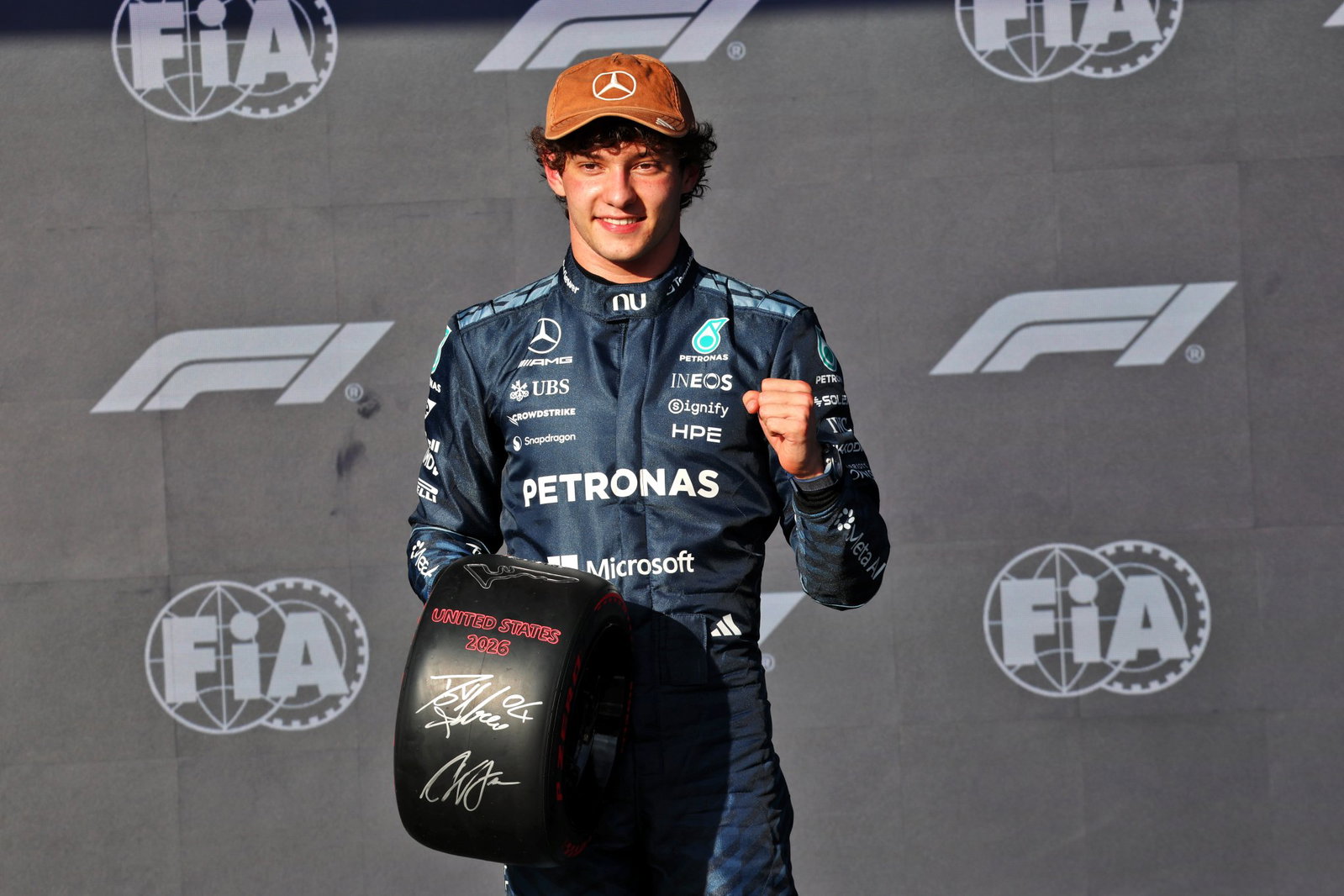 Antonelli celebrates his pole