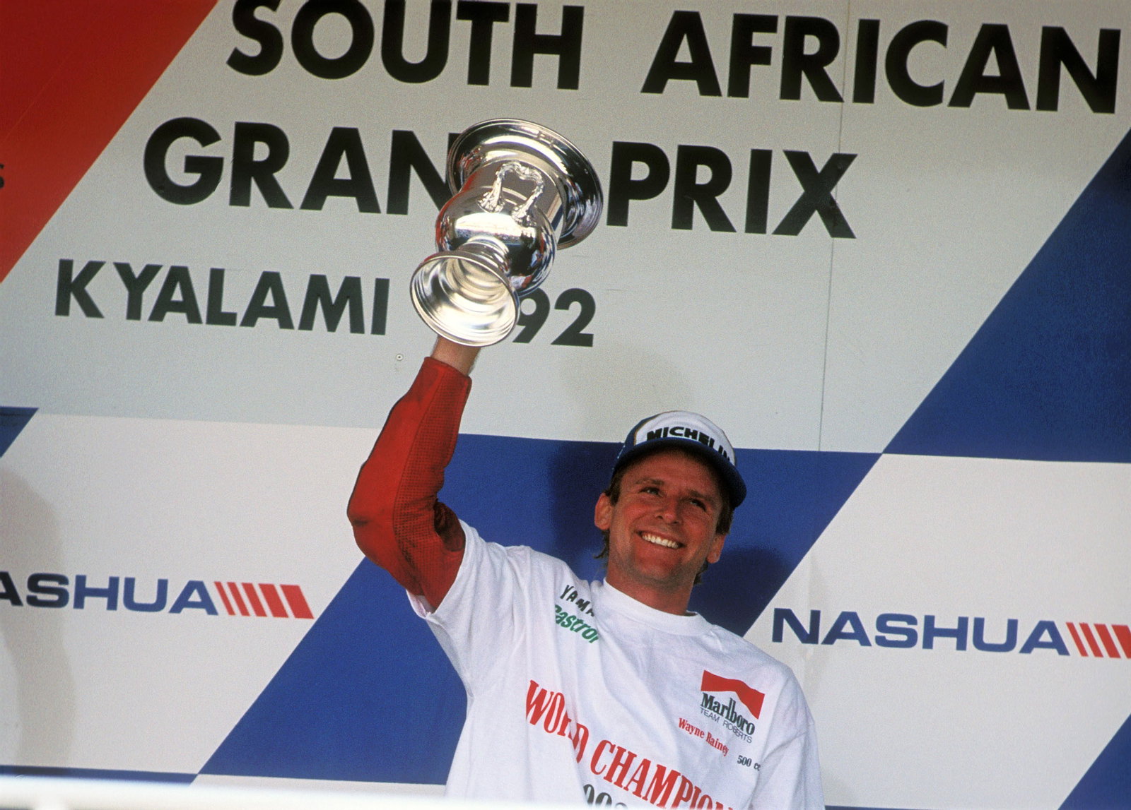 Wayne Rainey is 500cc world champion, Kyalami 1992.