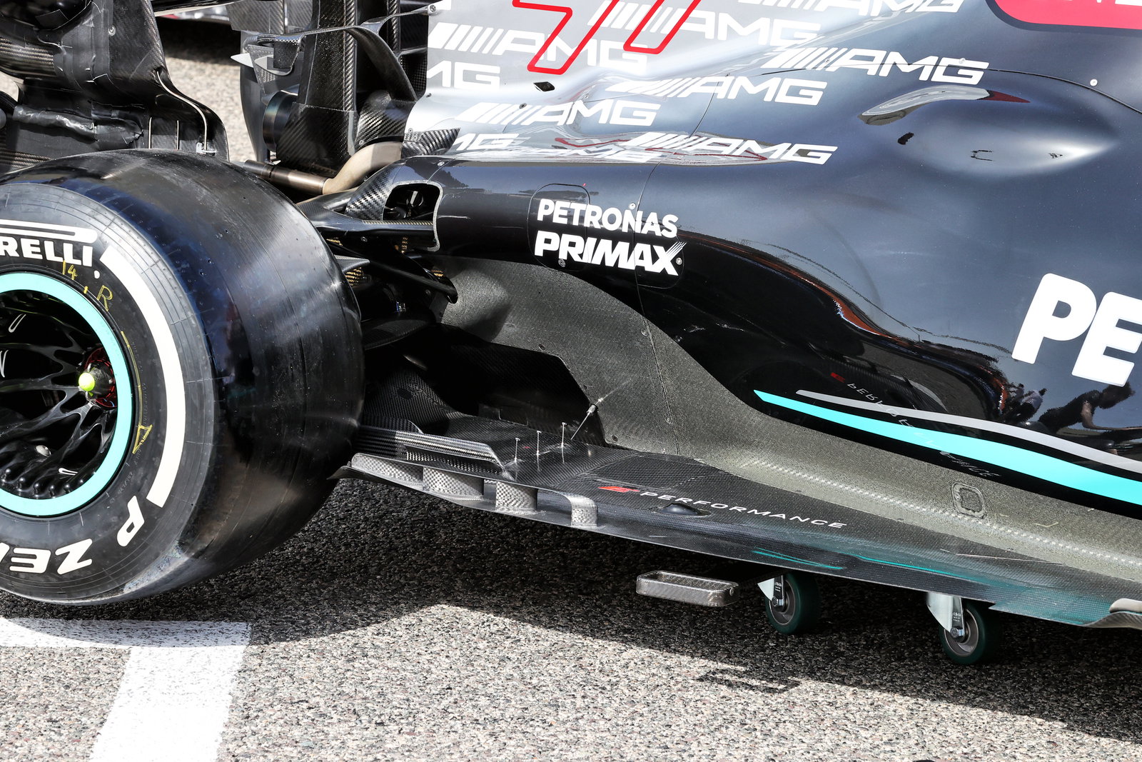 Mercedes’ secretive W12 floor revealed as Bahrain F1 test begins