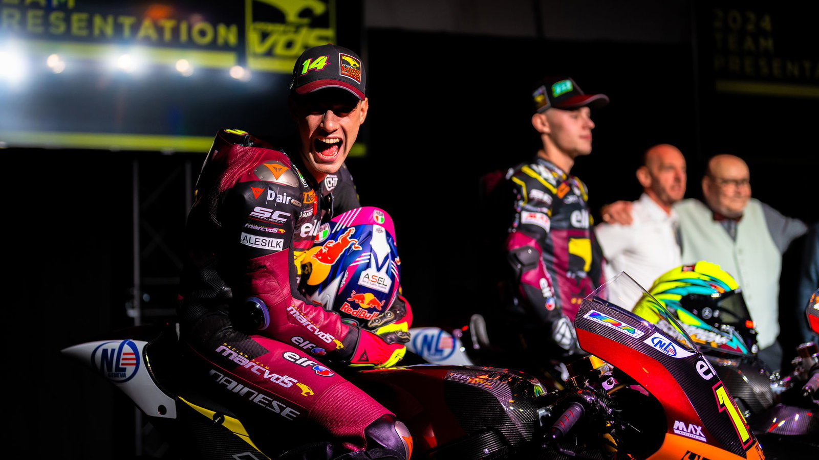 Tony Arbolino and Filip Salac at 2024 Marc VDS Moto2 launch