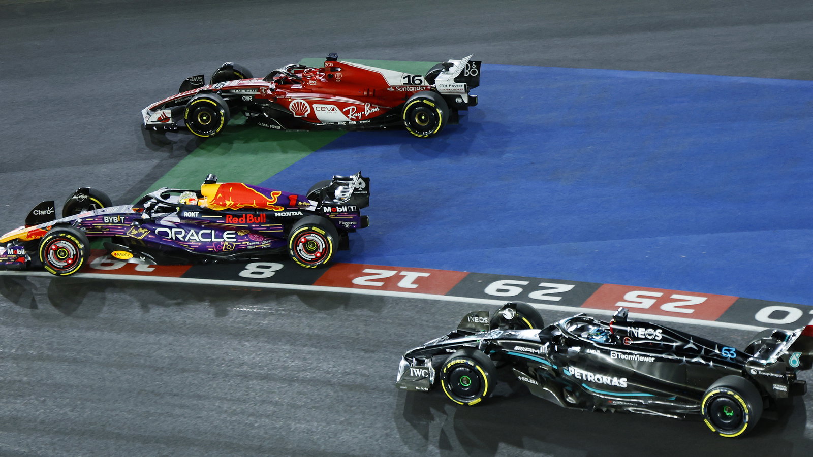 Charles Leclerc says Max Verstappen got deserved penalty for ‘over the limit’ move at start of F1 Las Vegas GP
