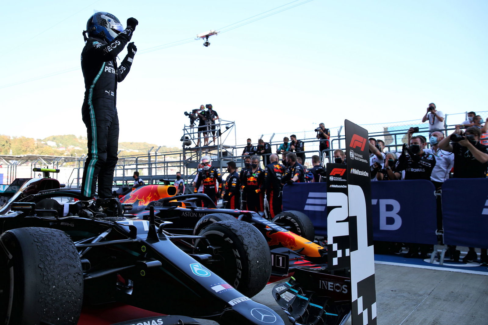 Bottas ends F1 winless streak with Russian GP victory as Hamilton hit by penalty