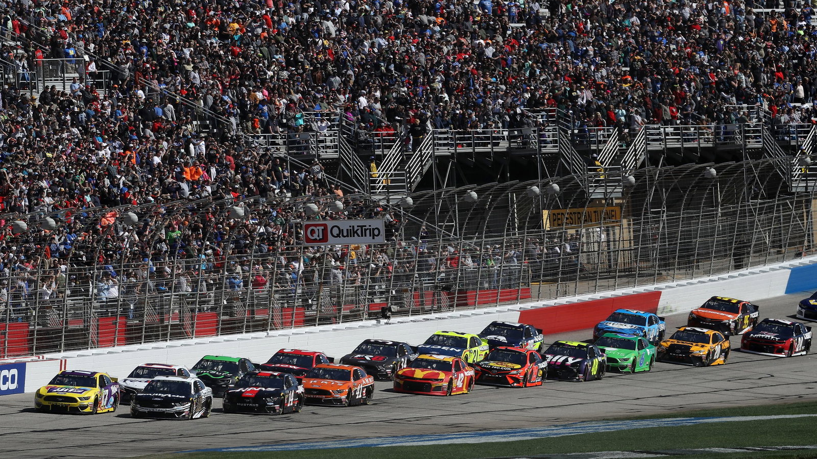 Ricky Stenhouse Jr., driver of the #17 Little Hug Ford, and Aric Almirola, driver of the #10 Smithfield Ford