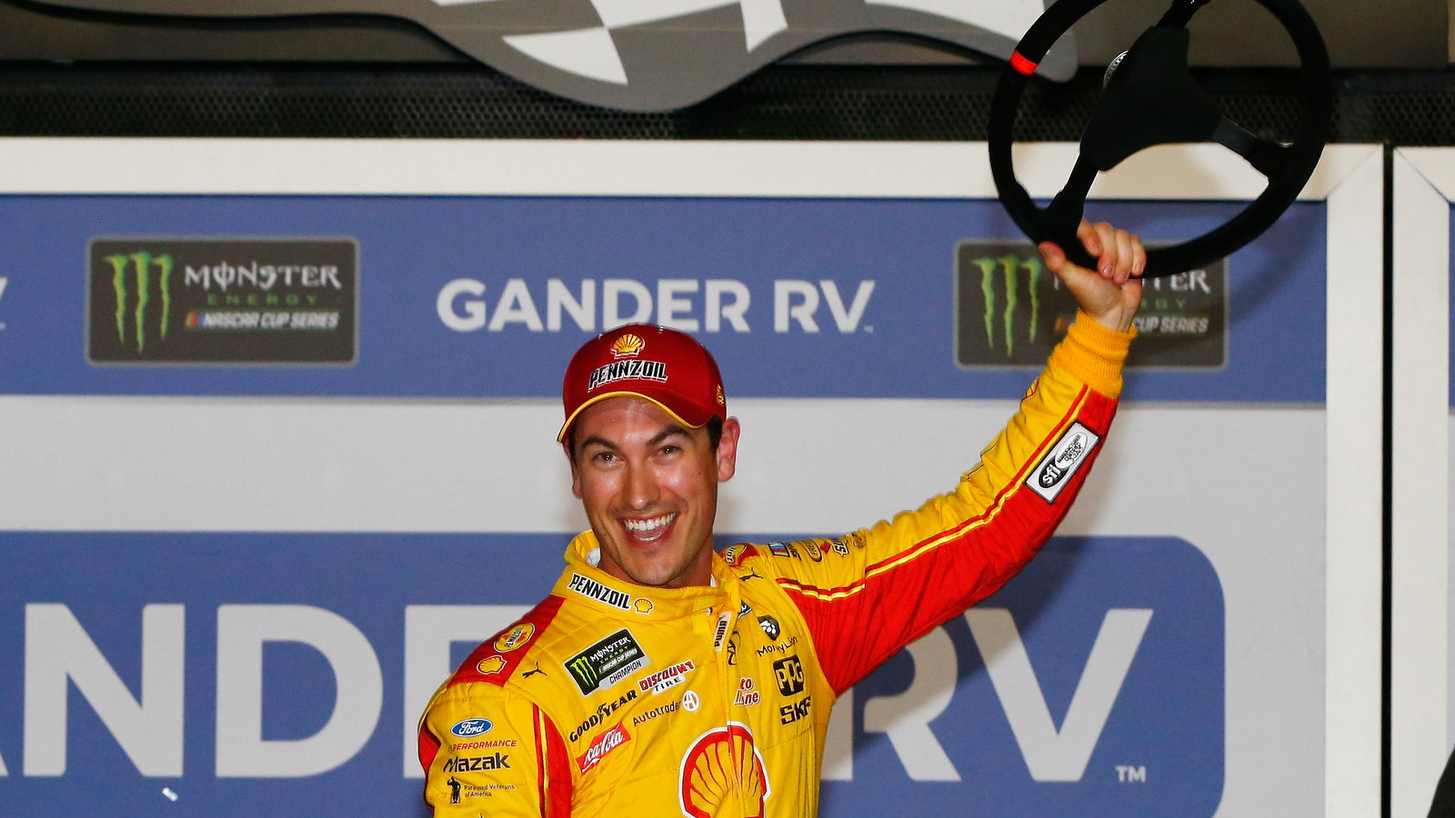 Joey Logano, driver of the #22 Shell Pennzoil Ford