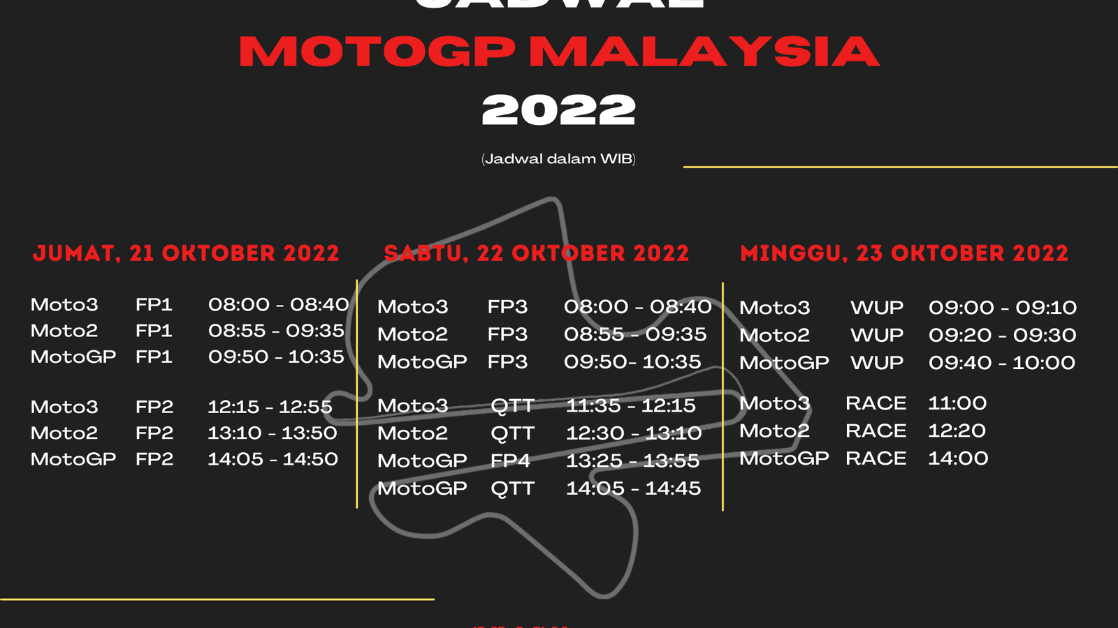 Malaysian MotoGP Schedule in Western Indonesian Time