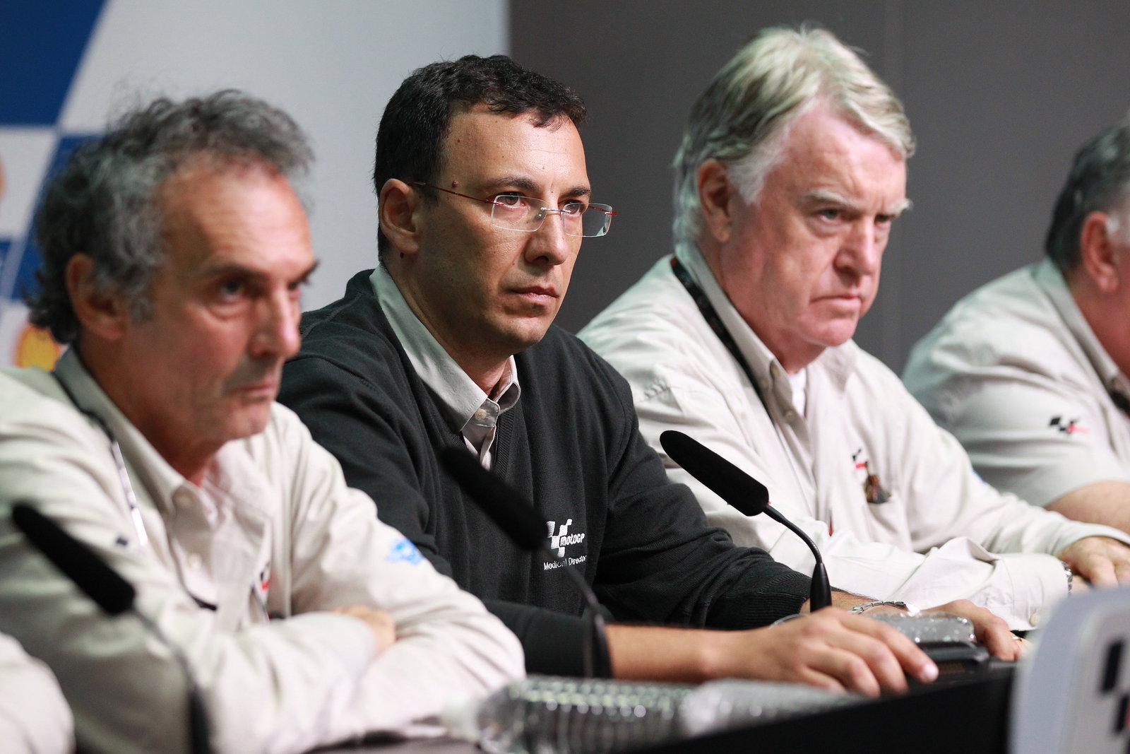 Uncini, Dr. Michele Macchiagodena and Butler at Simoncelli press conference, Malaysian MotoGP 2011