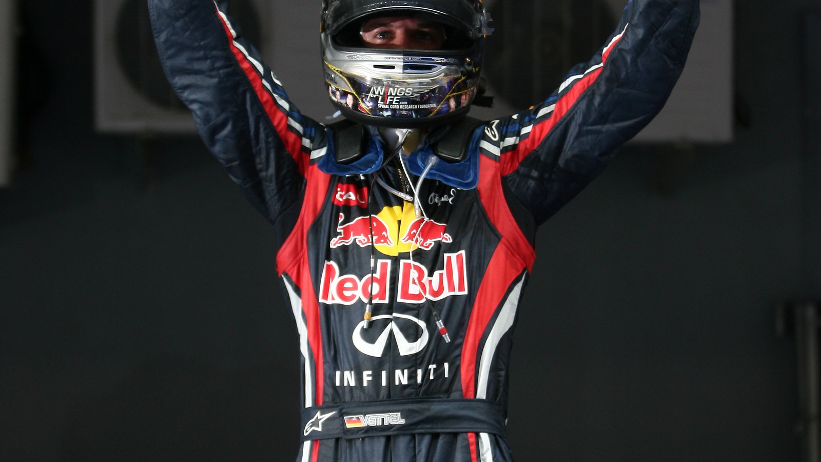 Podium â 1st Sebastian Vettel (GER), Red Bull Racing, 2nd Jenson Button (GBR), McLaren Mercedes, 3