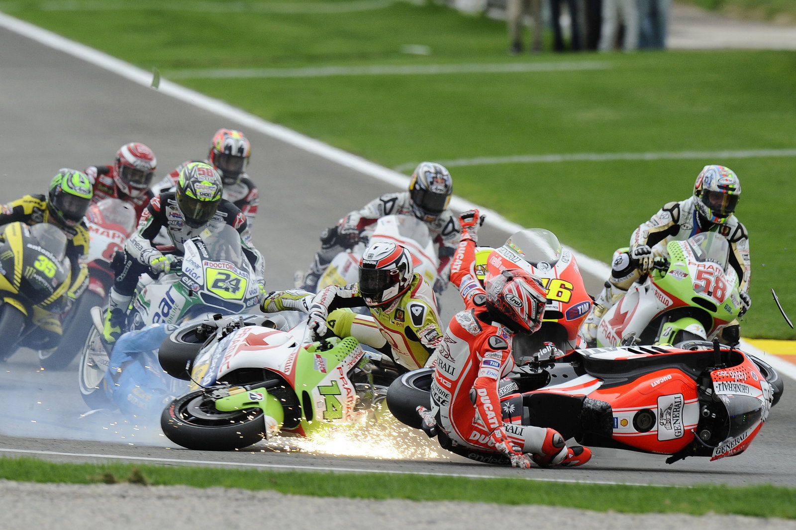 Bautista, De Puniet and Hayden, Valencia MotoGP Race 2011