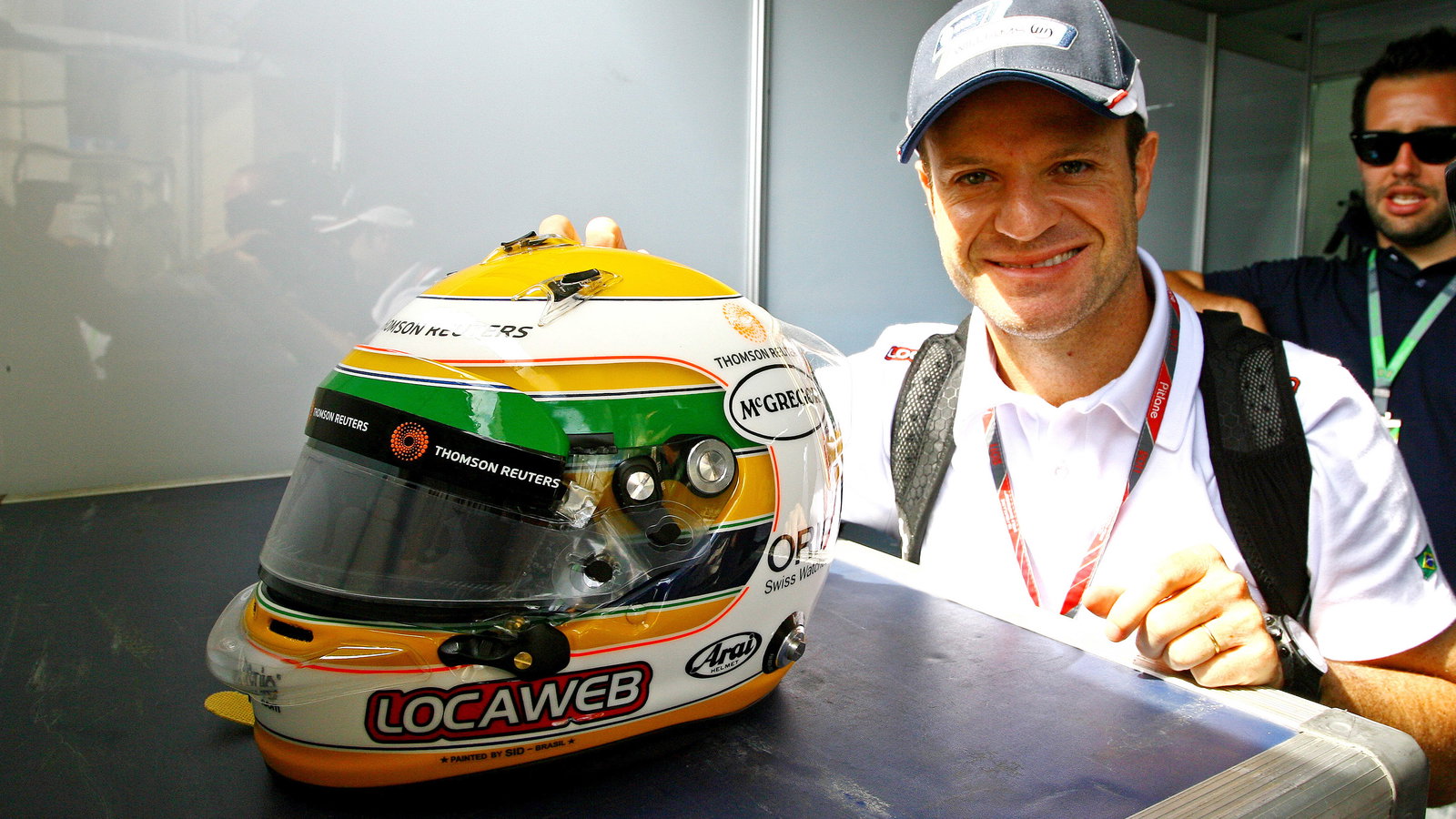 26.11.2011- Rubens Barrichello (BRA), Williams FW33 and his new helmet