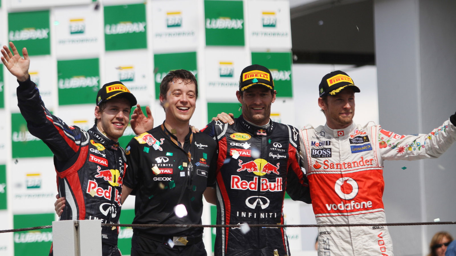27.11.2011- Race, Sebastian Vettel (GER), Red Bull Racing, RB7 2nd position, Mark Webber (AUS), Red
