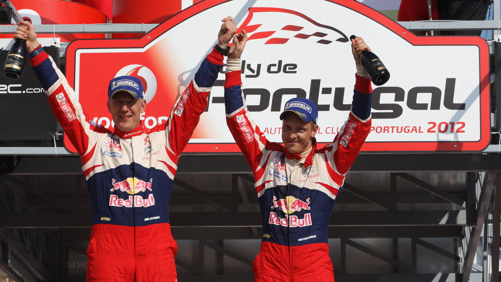 Podium, Mikko Hirvonen (FIN) Jarmo Lehtinen (FIN), Citroën DS3 WRC, Citroën Total World Rally Team