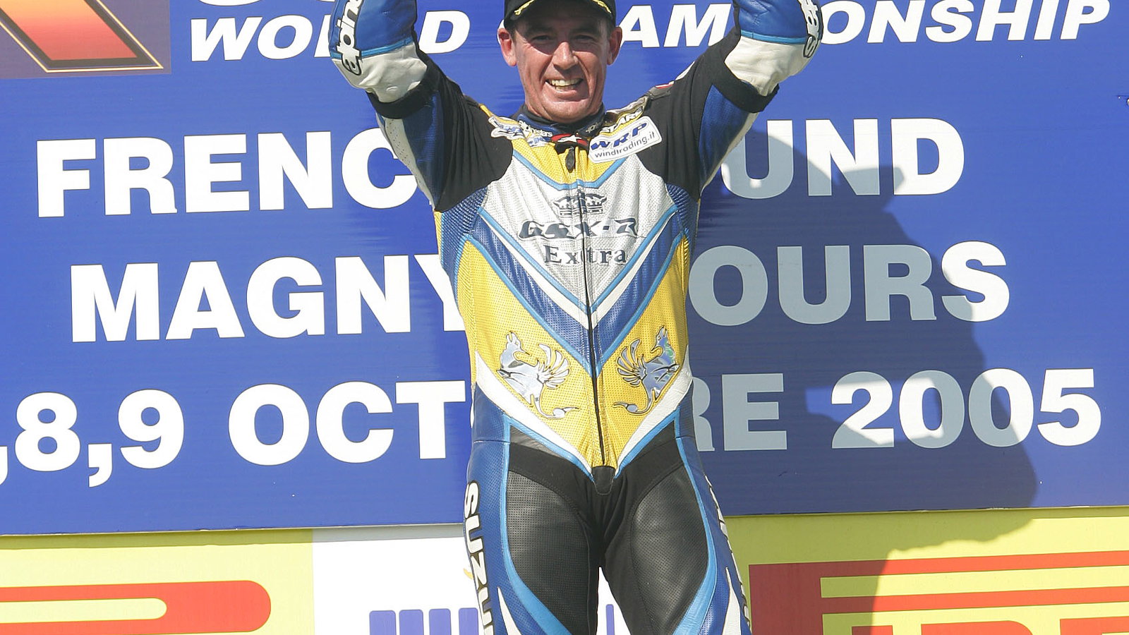 Corser With World Championship Trophy, Magny Cours WSBK Race 1, 2005