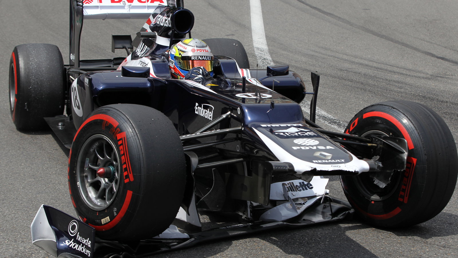 27.05.2012- Race, Pastor Maldonado (VEN) Williams F1 Team FW34 crash