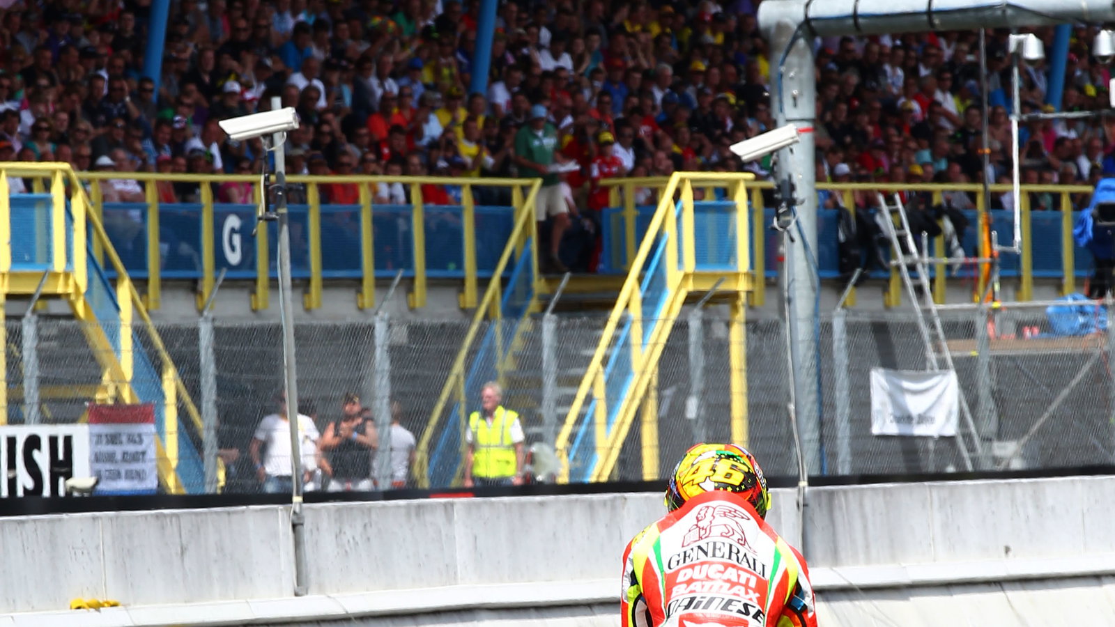 Rossi enters pitlane for tyre change, MotoGP race, Dutch MotoGP 2012