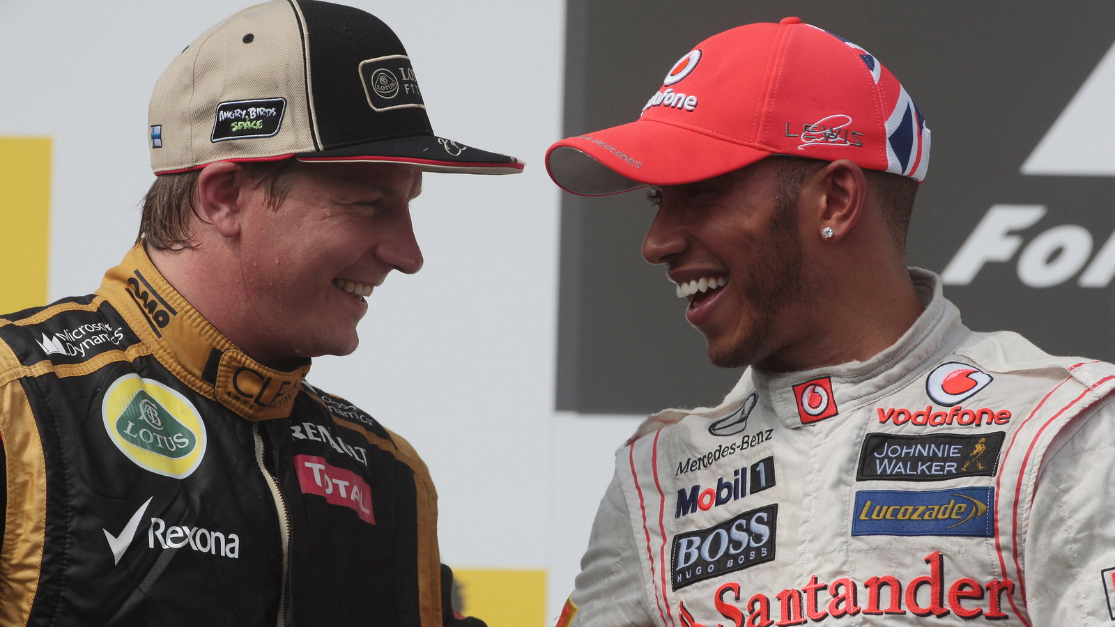 29.07.2012- Race, 2nd position Kimi Raikkonen (FIN) Lotus F1 Team E20 and Lewis Hamilton (GBR) McLar