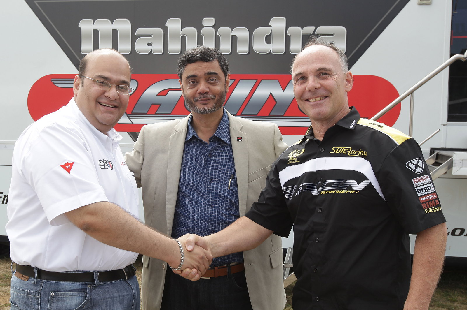 Mahindra's Mufaffal Choonia, S P Shukla and Eskil Suter, Czech MotoGP 2012