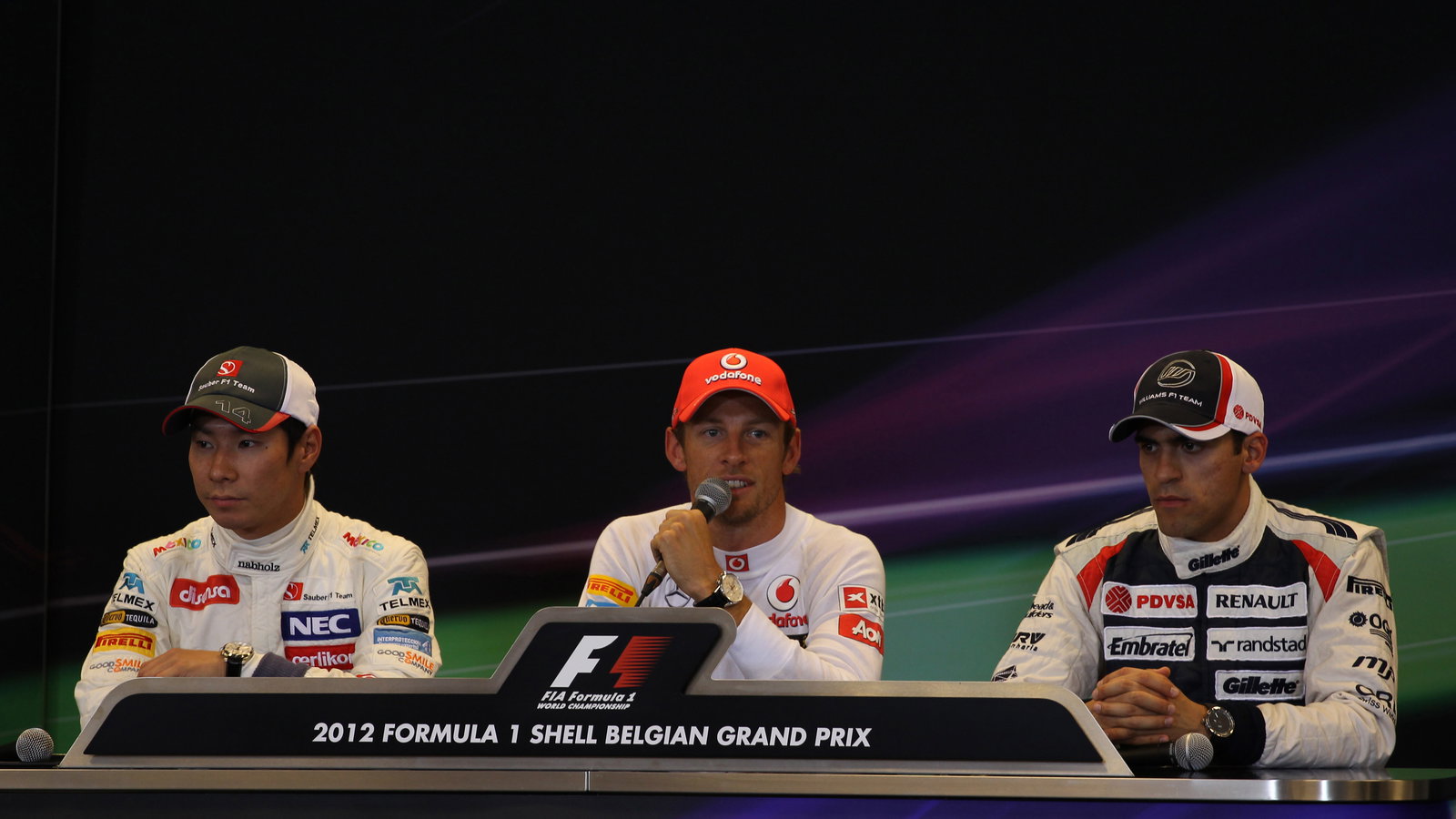 01.09.2012- Qualifying, Press conference, Kamui Kobayashi (JAP) Sauber F1 Team C31, Jenson Button (G