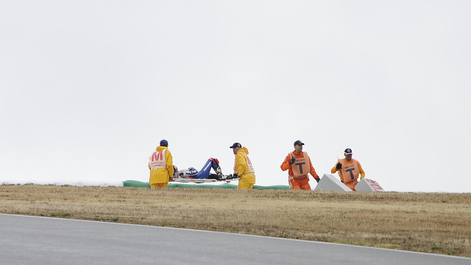 Melandri, Ambulance, after crash, Portuguese WSBK Race 1 2012