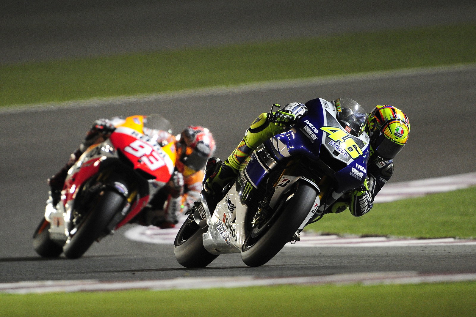 Rossi, Brake guard raised, Qatar MotoGP Race 2013