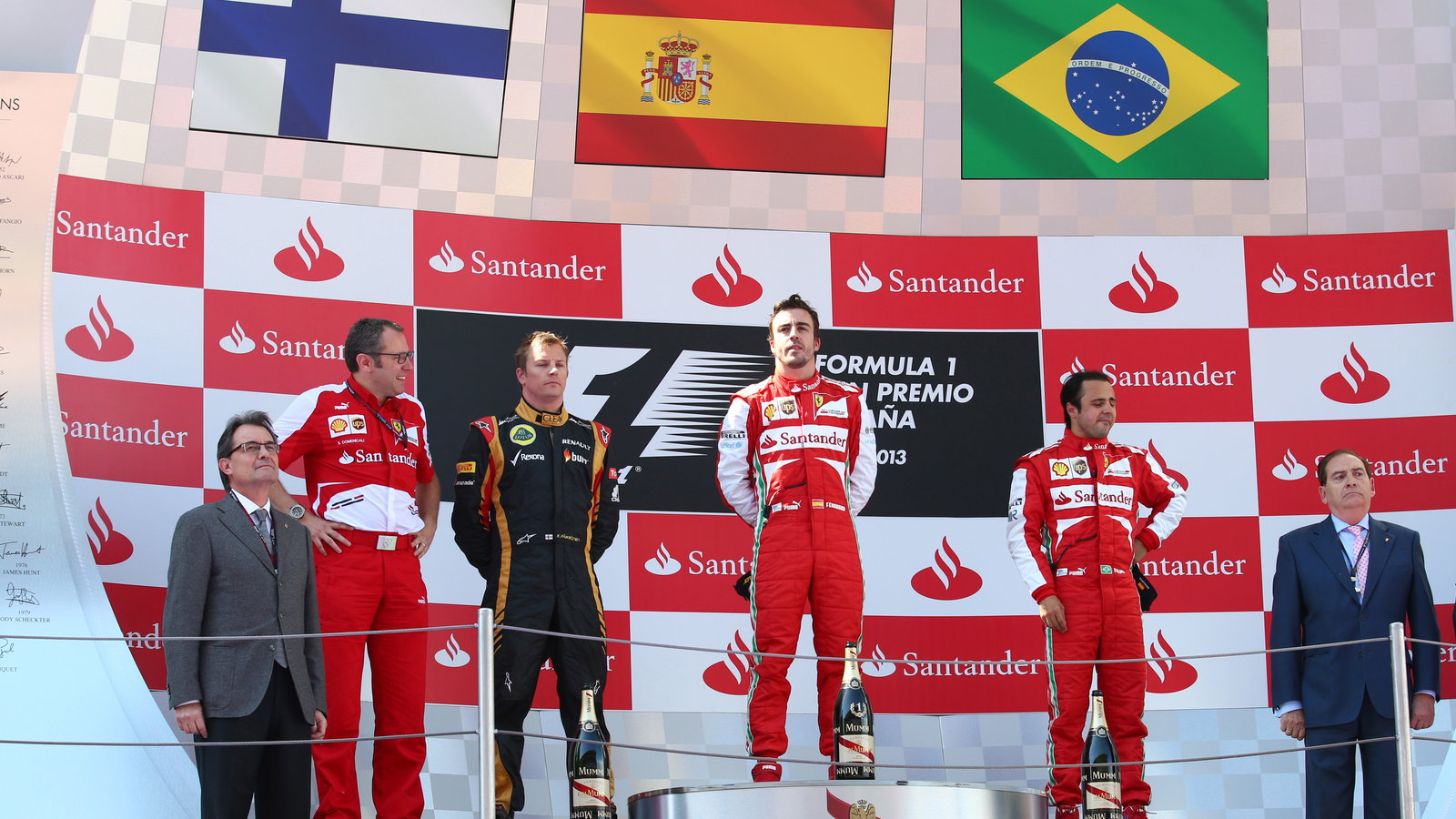 12.05.2013- Race, Fernando Alonso (ESP) Scuderia Ferrari F138 race winner, 2nd position Kimi Raikko