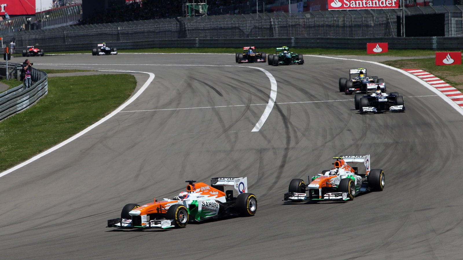 07.07.2013- Race, Paul di Resta (GBR) Sahara Force India F1 Team VJM06 leads Adrian Sutil (GER), Sa