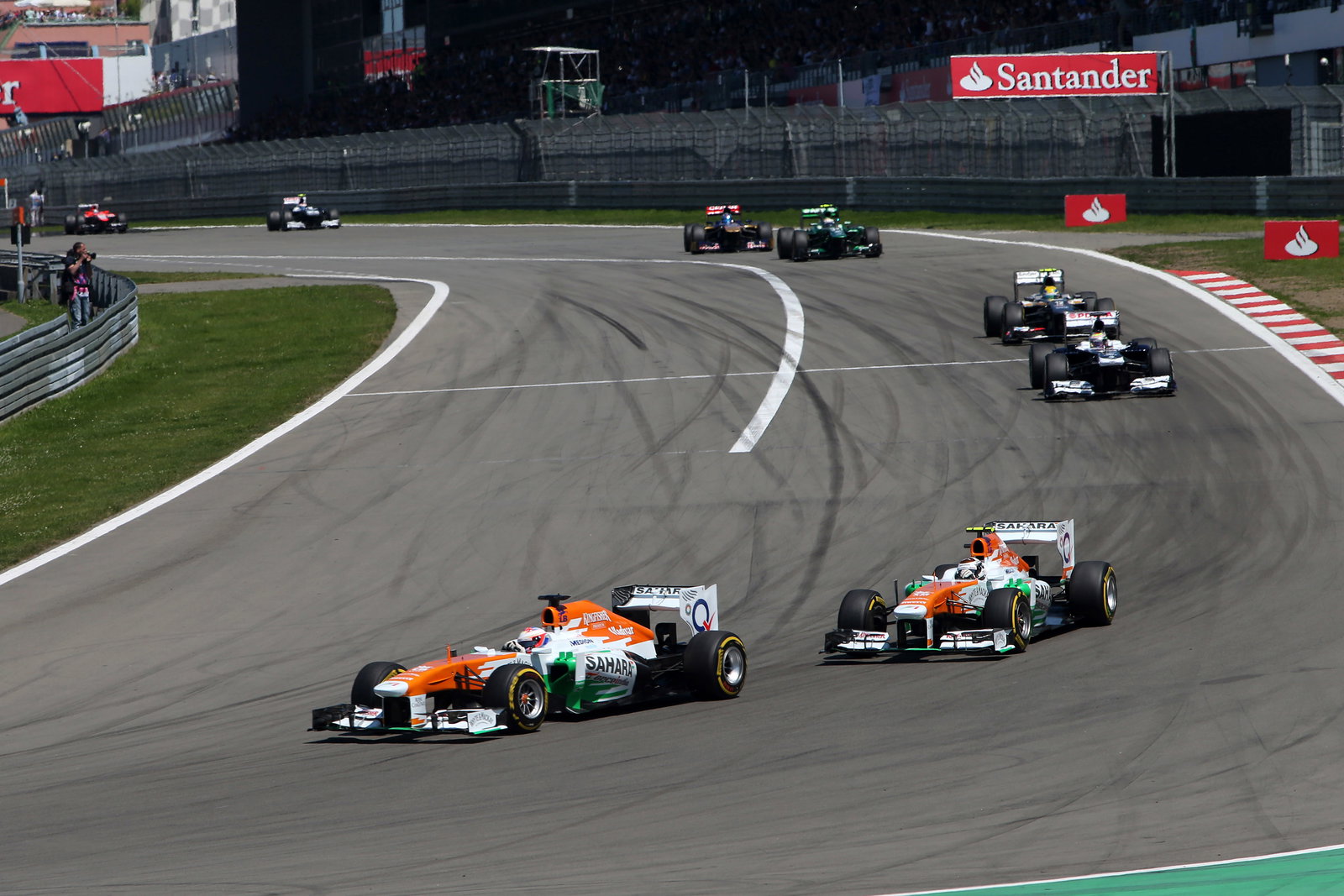 07.07.2013- Race, Paul di Resta (GBR) Sahara Force India F1 Team VJM06 leads Adrian Sutil (GER), Sa