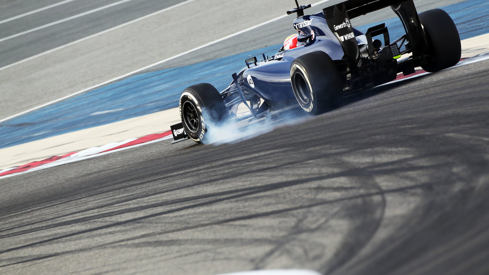 Felipe Nasr (BRA) Williams FW36 Test and Reserve Driver locks up under braking.22.02.2014. Formula