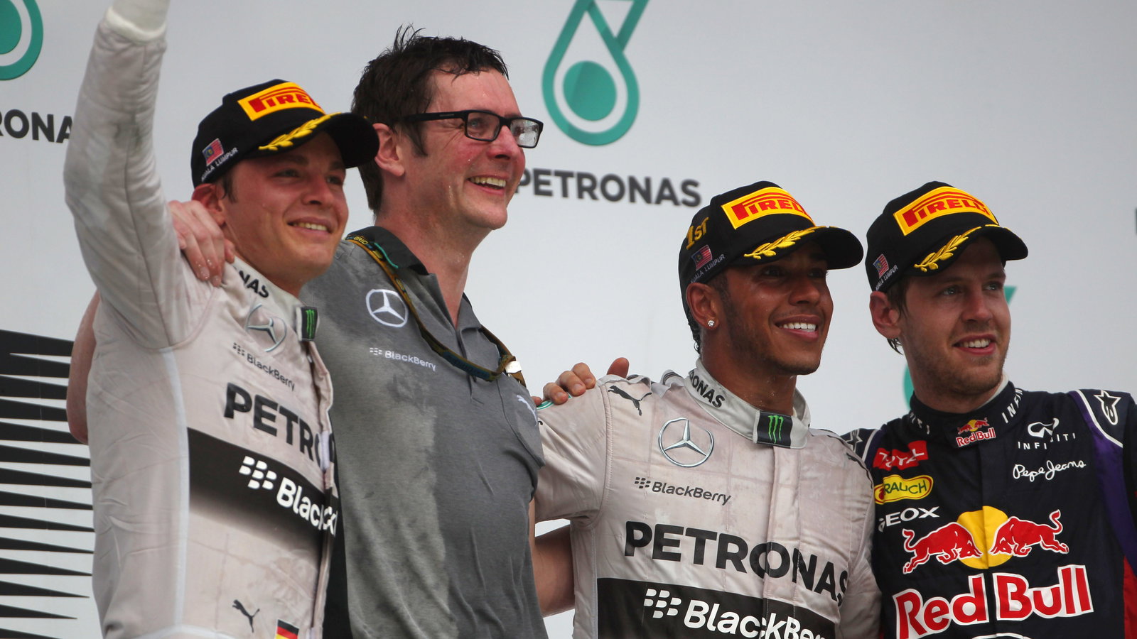 30.03.2014 - Race, Lewis Hamilton (GBR) Mercedes AMG F1 W05 race winner, 2nd position Nico Rosberg (