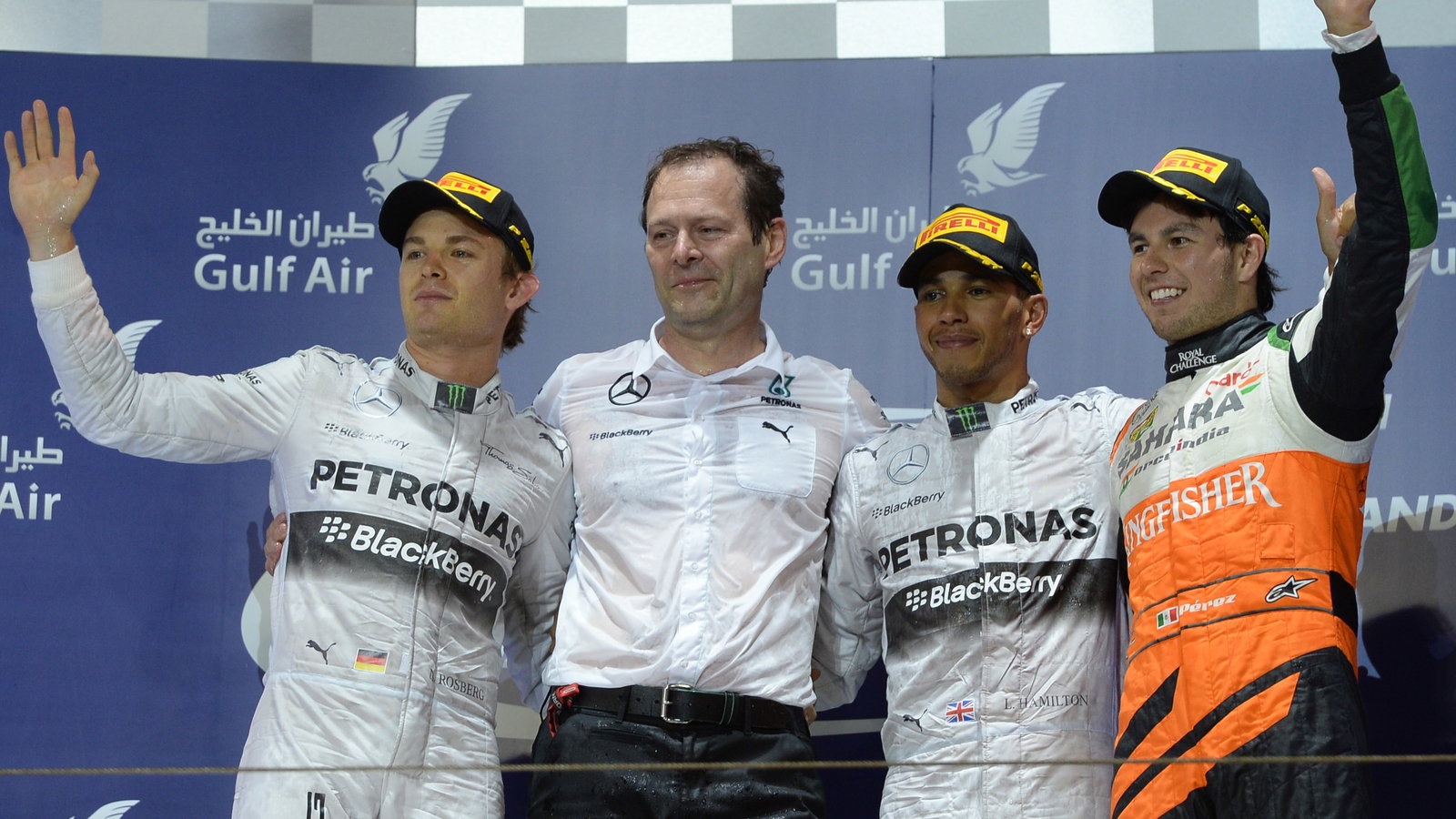 06.04.2014- Podium, winner Lewis Hamilton (GBR) Mercedes AMG F1 W05, 2nd Nico Rosberg (GER) Mercedes