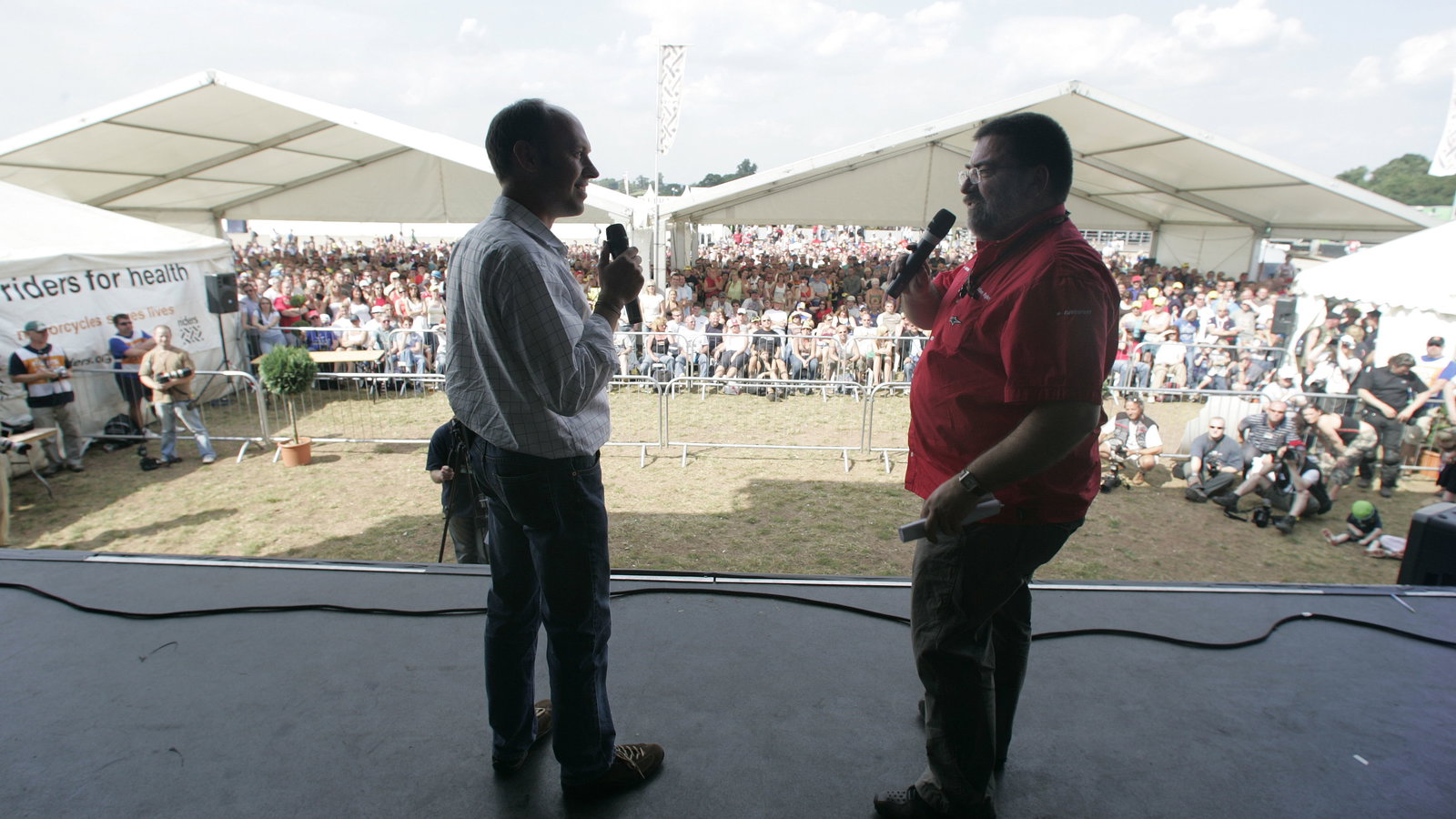 Eurosport commentators Toby Moody and Julian Ryder, Day Of Champions Auction, Donington MotoGP, 2006