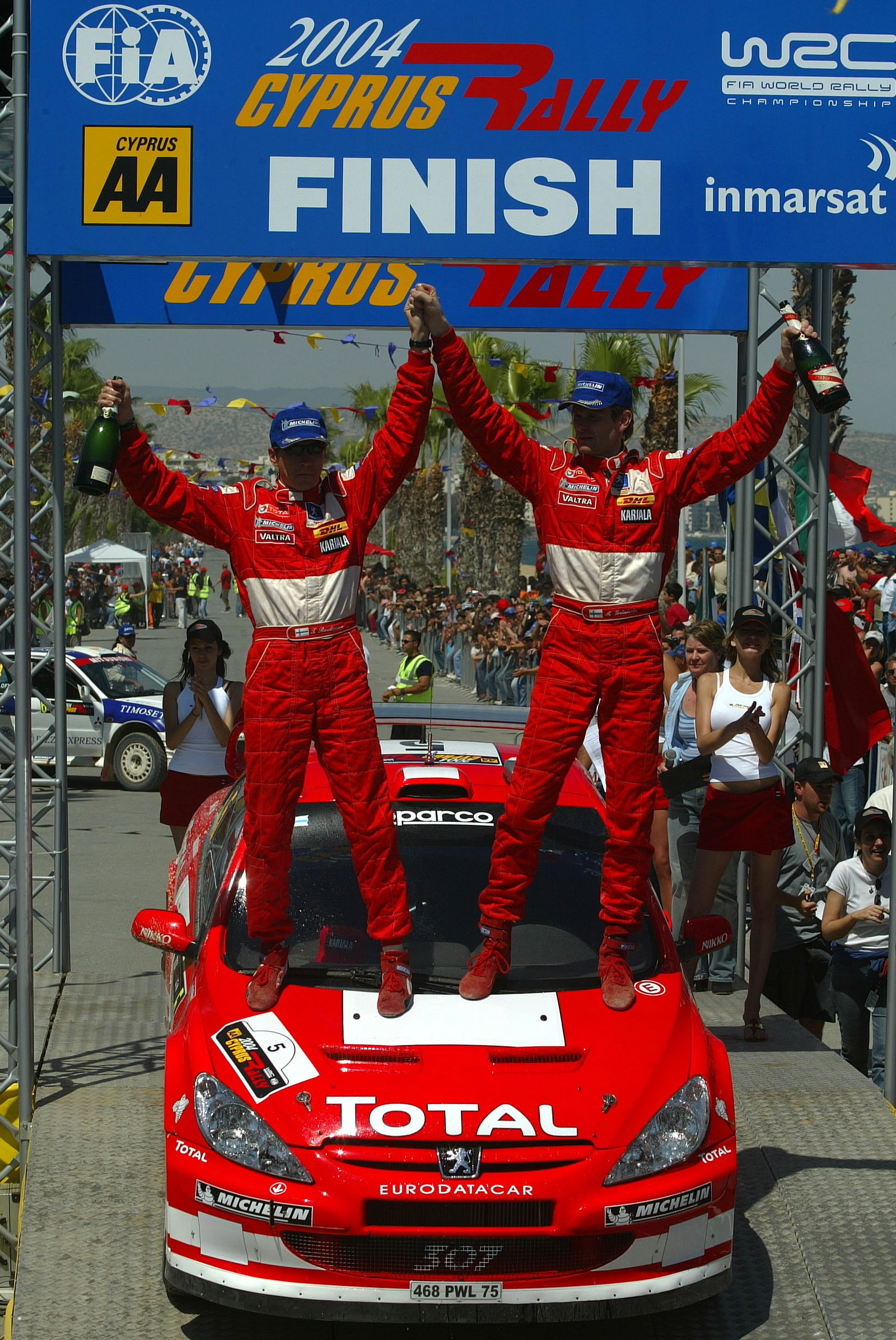 Cyprus Rally winners, Marcus Gronholm and co-driver Timo Rautiainen [Peugeot 307 WRC]