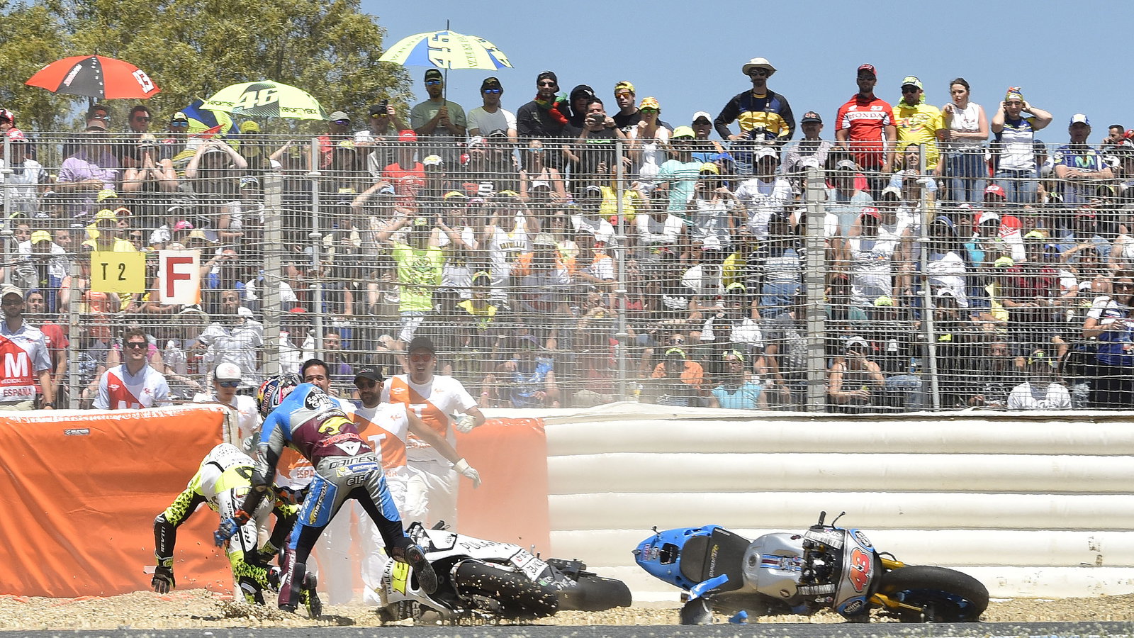Miller Bautista fight after crash, Spanish MotoGP 2017