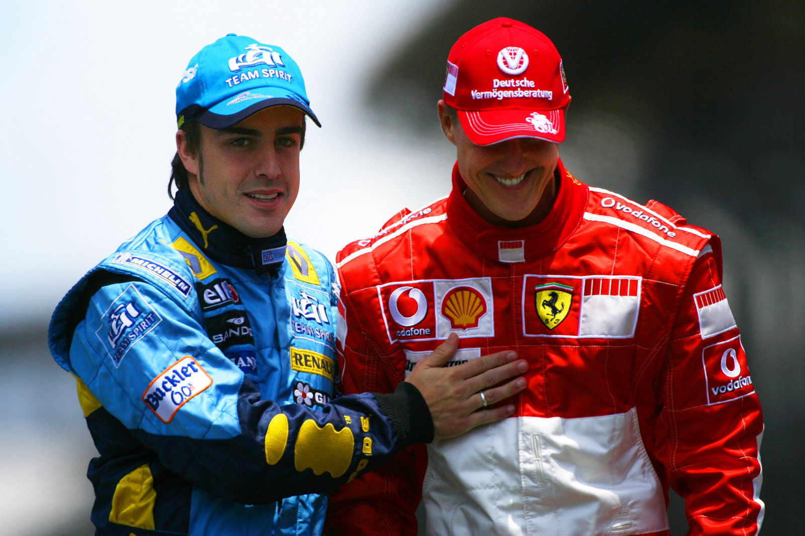 22.10.2006 Sao Paulo, Brazil, Fernando Alonso (ESP), Renault F1 Team and Michael Schumacher (GER), S