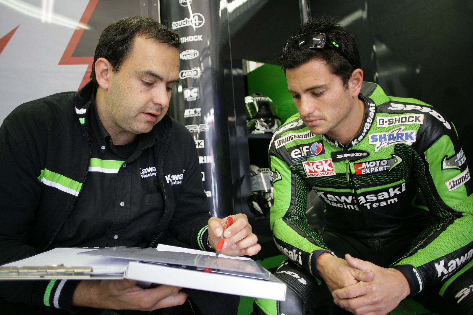 Christophe Bourguignon (FRA) Chief Mechanic, Randy De Puniet (FRA), Kawasaki Racing Team, Kawasaki N