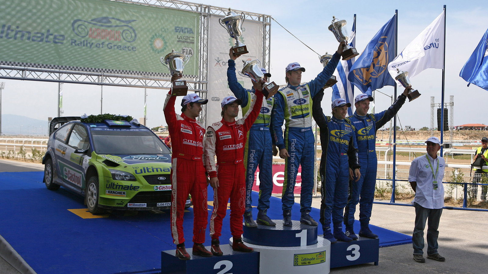 1st: Marcus Gronholm (FIN) / Timo Rautiainen (FIN), BP Ford Focus RS WRC 06. 2nd: Sebastien Loeb (FR