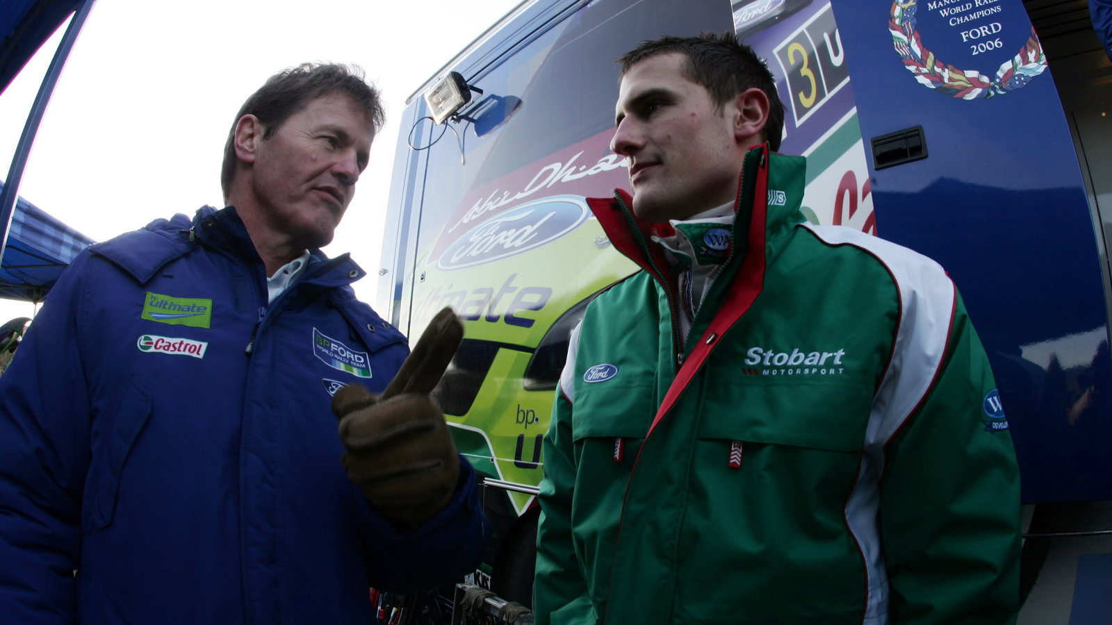 Malcolm Wilson (GBR), Ford/M-Sport Team Boss and Matthew Wilson (GBR), Stobart Ford Focus WRC 07. Ra