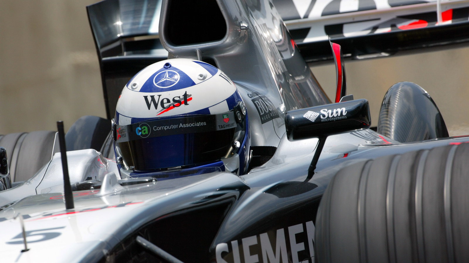 David Coulthard takes part in Friday practice for the final time with McLaren