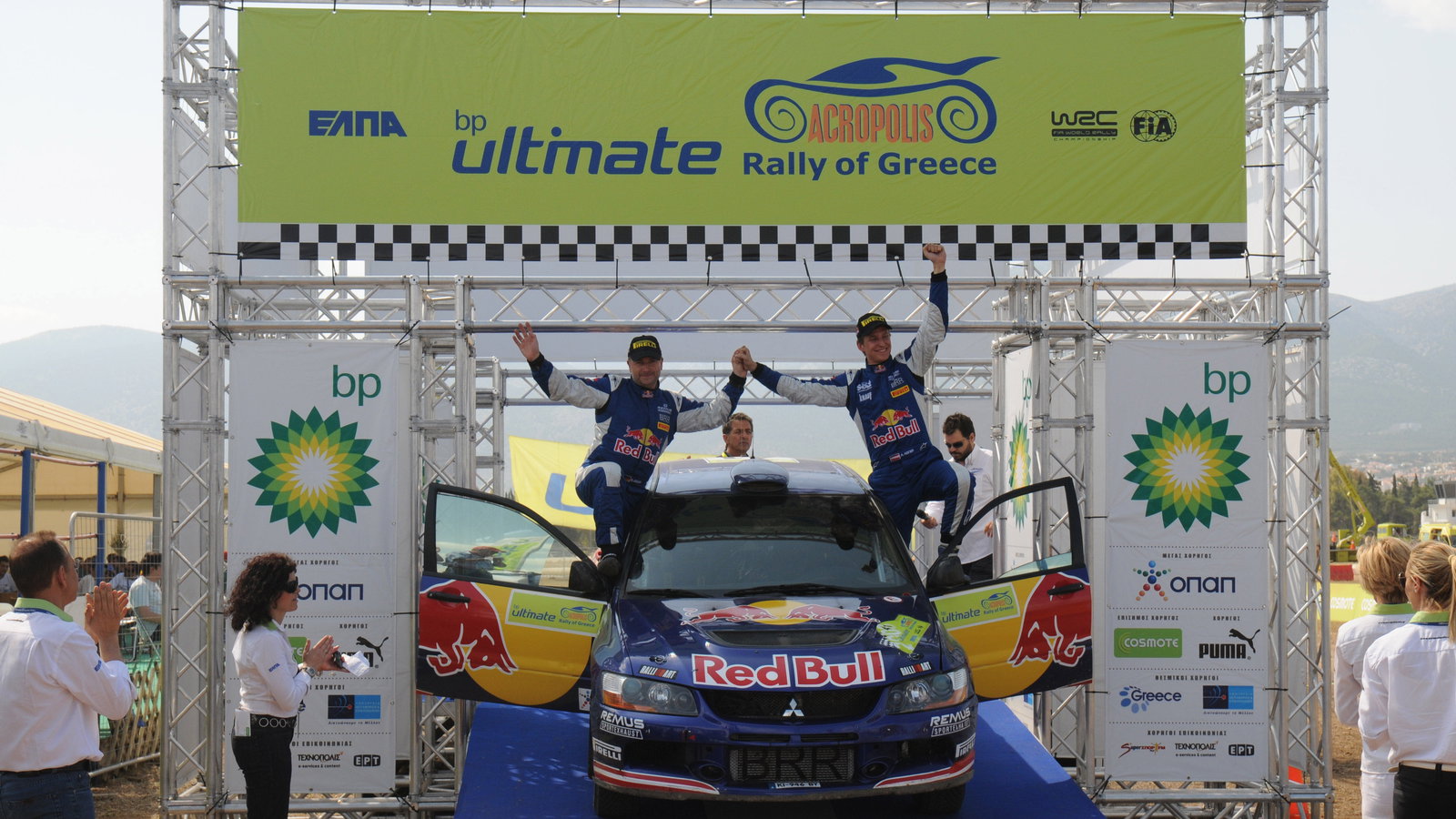 podium, Andreas Aigner (A) Klaus Wicha (D), Mitsubishi Lancer EVO 9, Red Bull Rallye Team