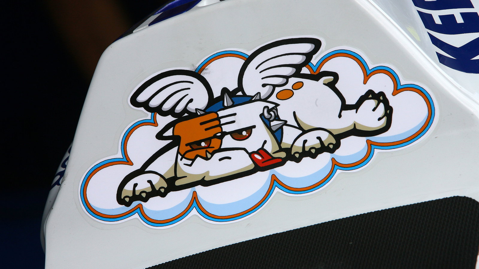 Rossi`s Guido bulldog sticker, Malaysian MotoGP 2008