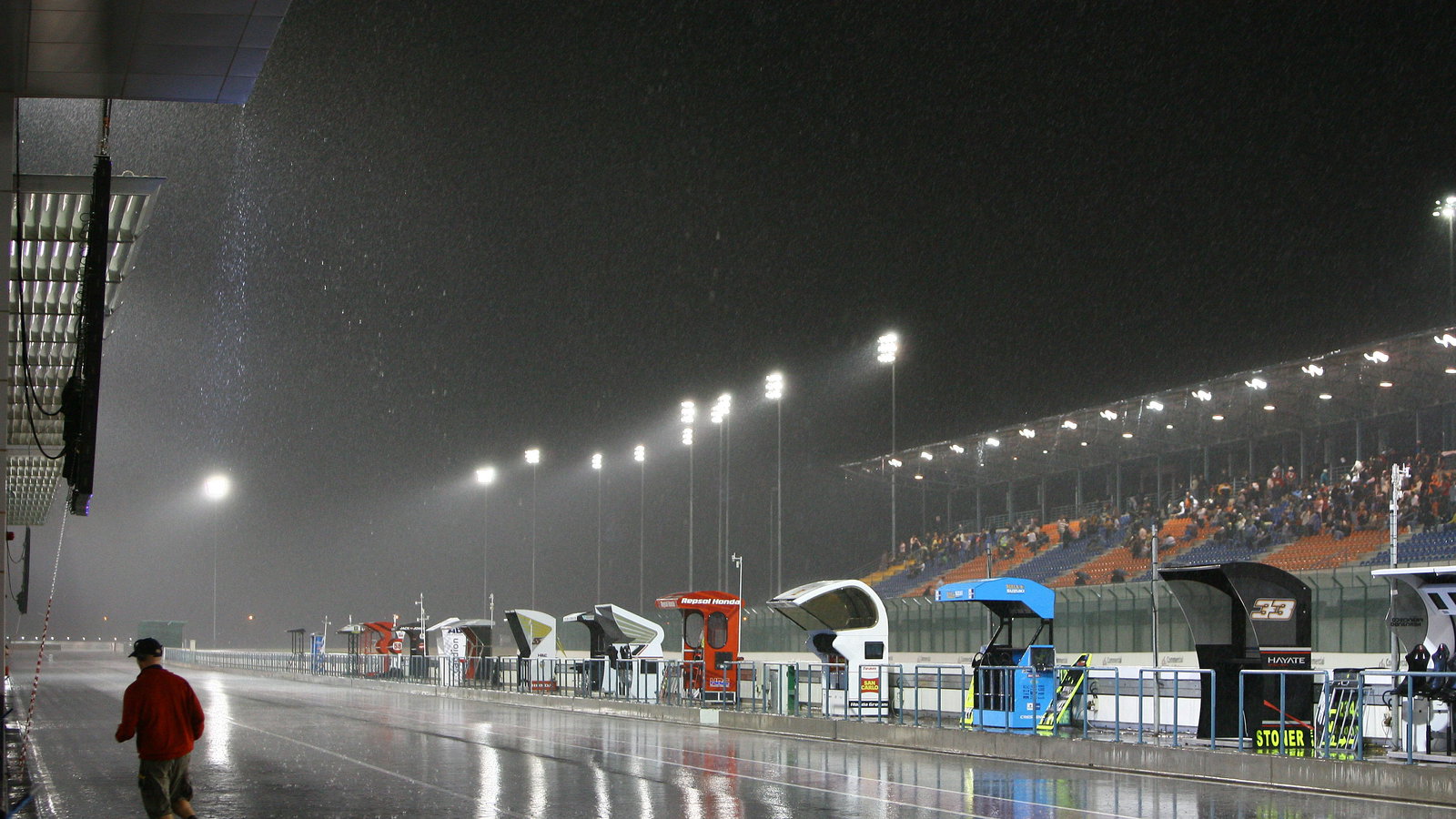 Paddock in rain, Qatar MotoGP 2009