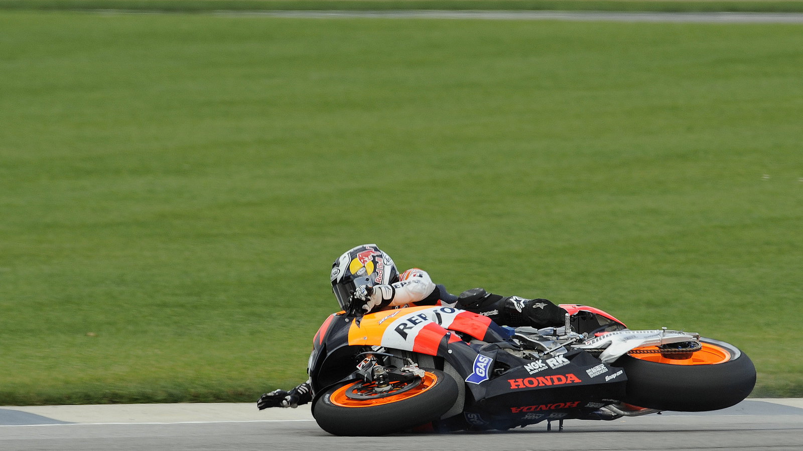 Pedrosa crashes, Indianapolis MotoGP 2009