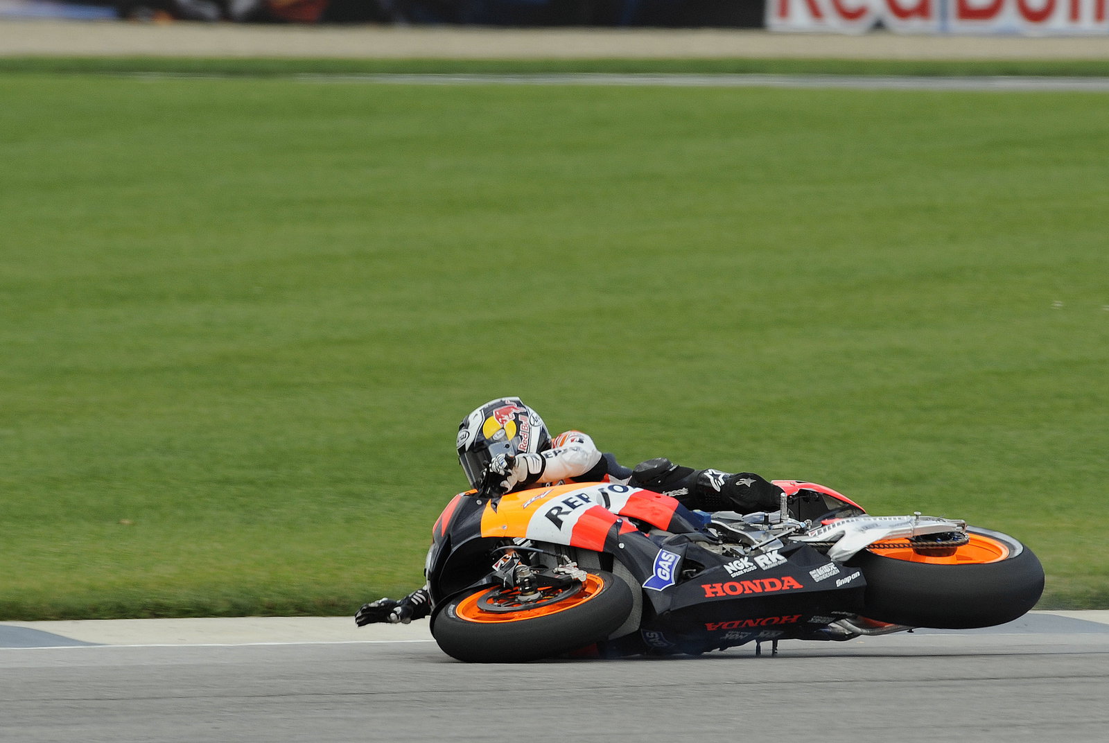 Pedrosa crashes, Indianapolis MotoGP 2009