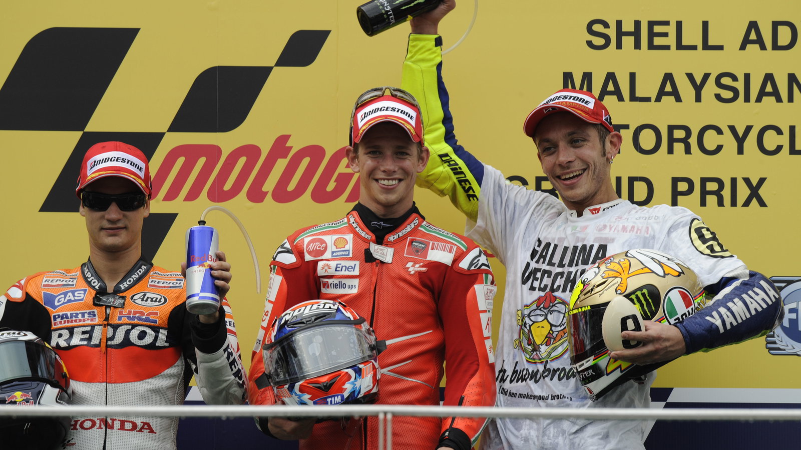 Pedrosa, Stoner and Rossi