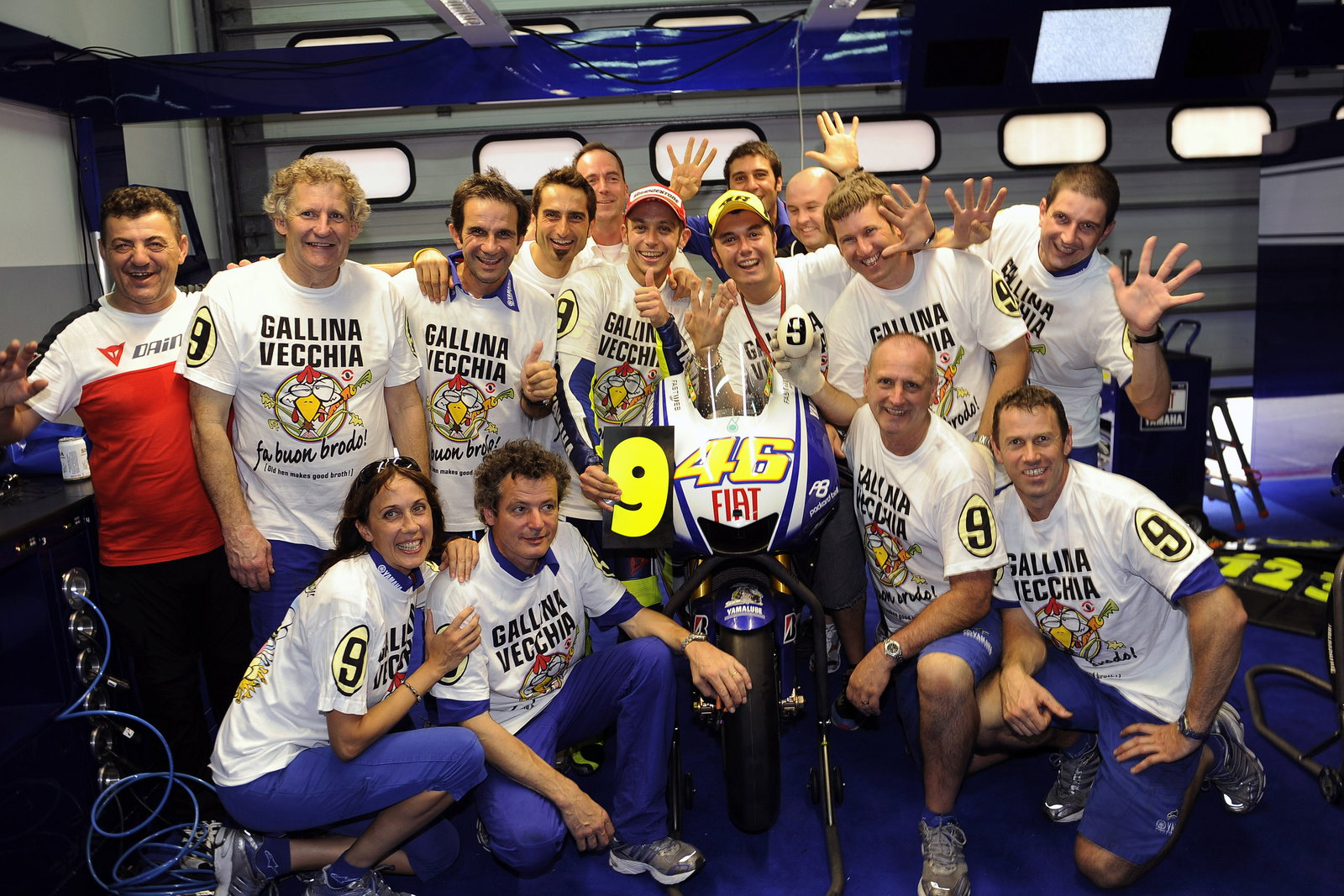 Rossi celebrates with his team, Malaysian MotoGP 2009. Photo courtesy of Yamaha