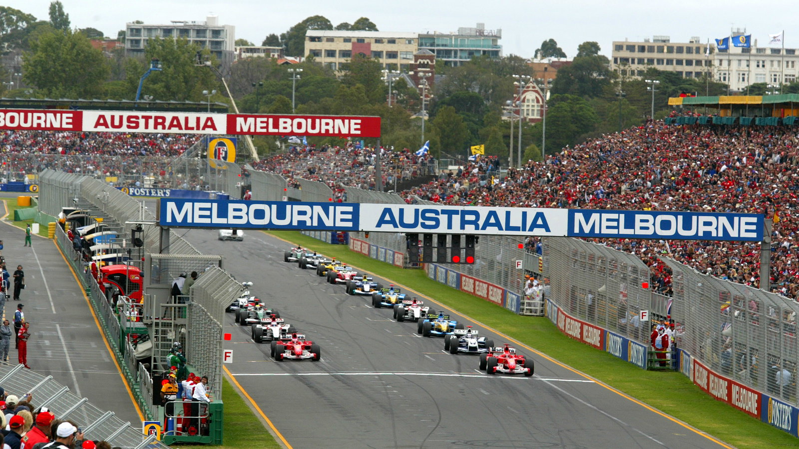 The cars line-up for the start of the 2004 Australian GP